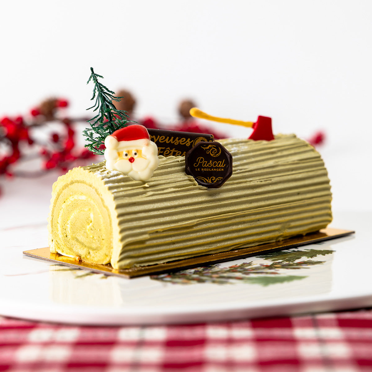 Bûche crème au beurre pistache