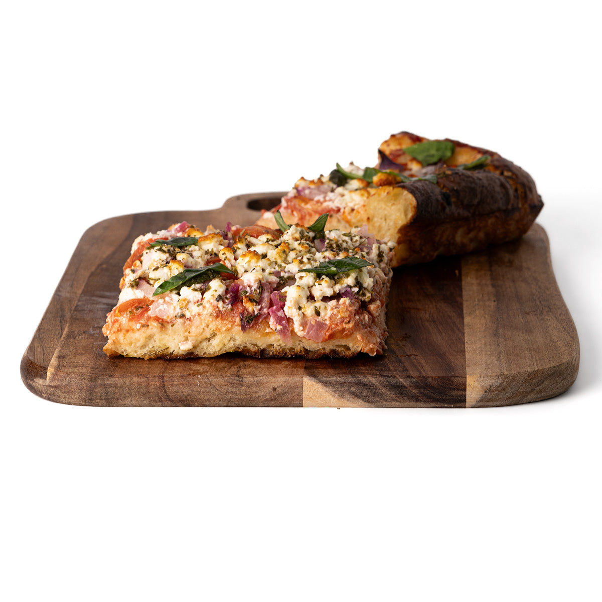 Foccacia tomate, feta et basilic